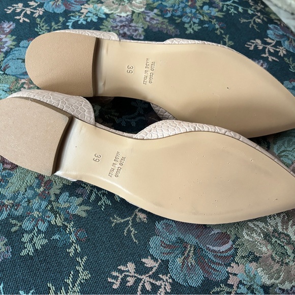 GRAVITYPOPE Nude D’Orsay Crocodile Leather Flats EU39 US8 Made in Italy - Picture 5 of 7